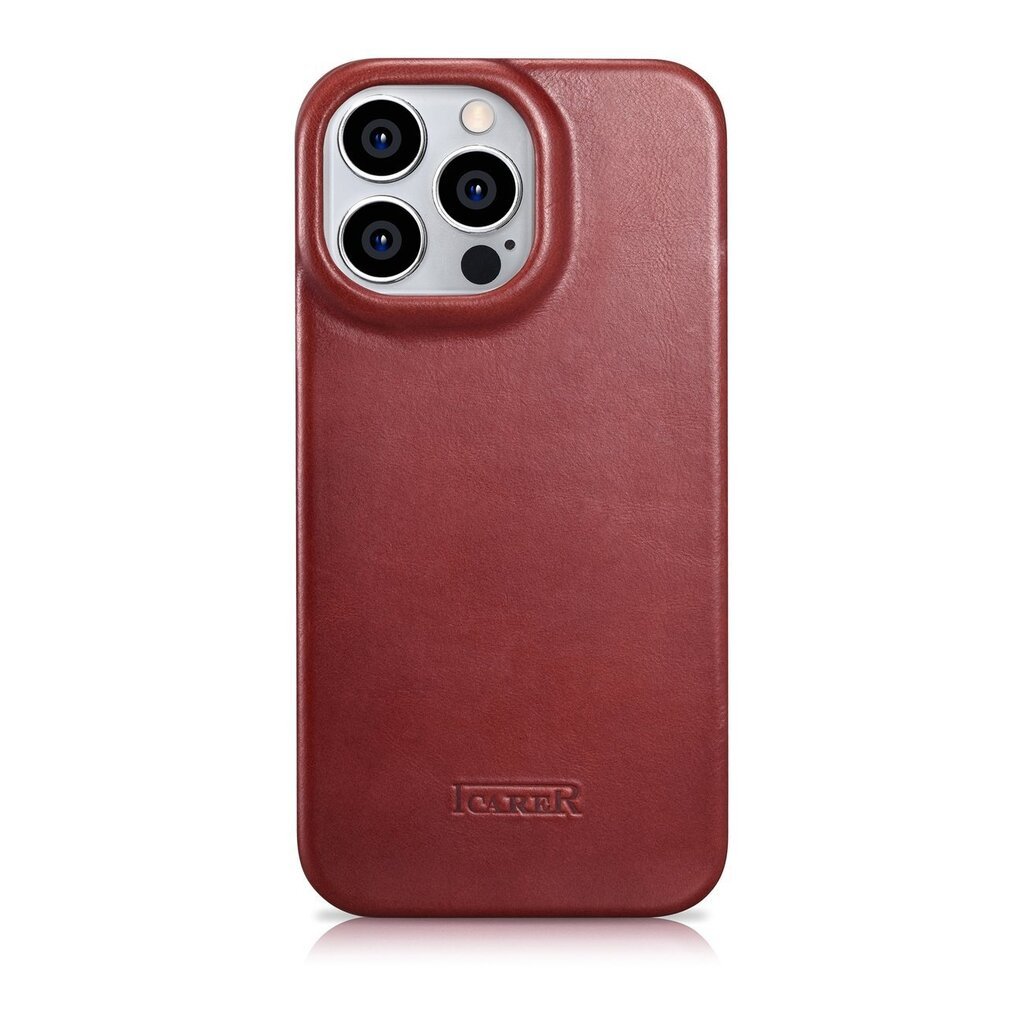 iCarer Leather iPhone 14 Pro Flip Magnetic MagSafe Red (AKI14220706-RD) hind ja info | Telefonide kaitsekaaned ja -ümbrised | hansapost.ee