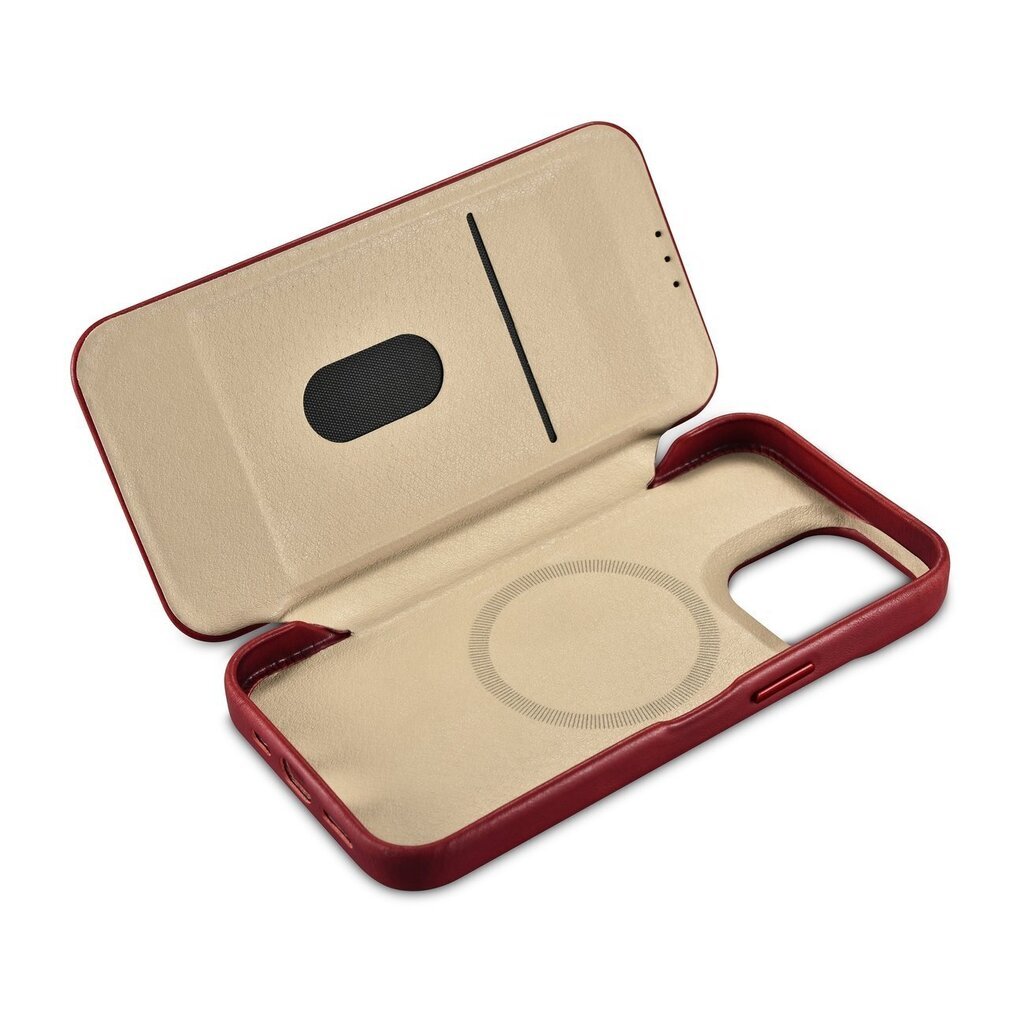 iCarer Leather iPhone 14 Pro Flip Magnetic MagSafe Red (AKI14220706-RD) цена и информация | Telefonide kaitsekaaned ja -ümbrised | hansapost.ee