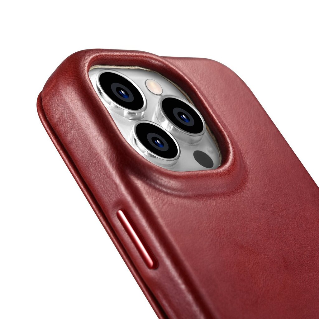 iCarer Leather iPhone 14 Pro Flip Magnetic MagSafe Red (AKI14220706-RD) hind ja info | Telefonide kaitsekaaned ja -ümbrised | hansapost.ee