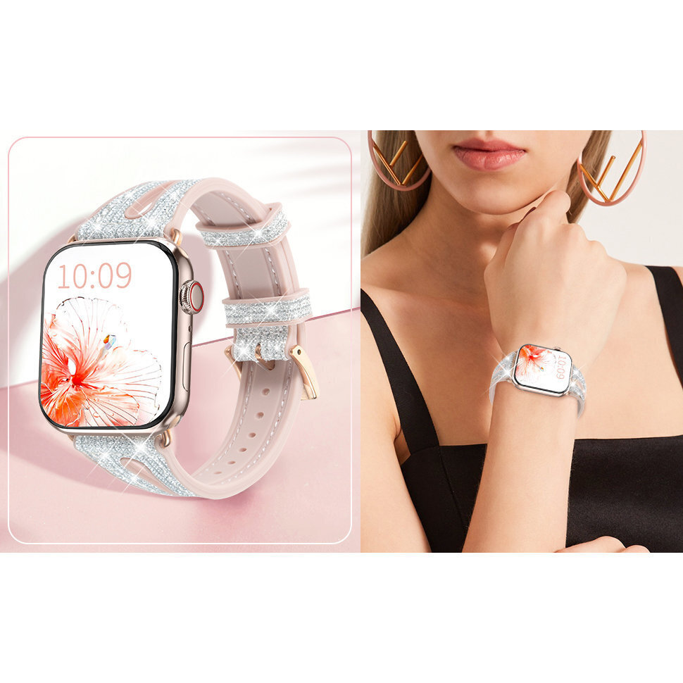 Kingxbar New Chameleon seadmele Apple Watch Strap 8/7/6/5/4/3/2 / SE (45/44 / 42mm), hõbedane цена и информация | Nutikellade aksessuaarid ja tarvikud | hansapost.ee