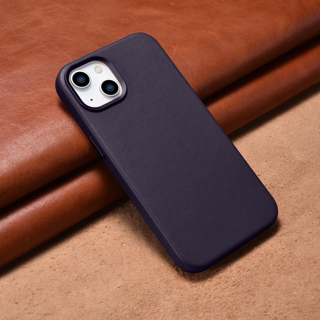 iCarer Leather iPhone 14 Plus dark purple (MagSafe compatible) hind ja info | Telefonide kaitsekaaned ja -ümbrised | hansapost.ee