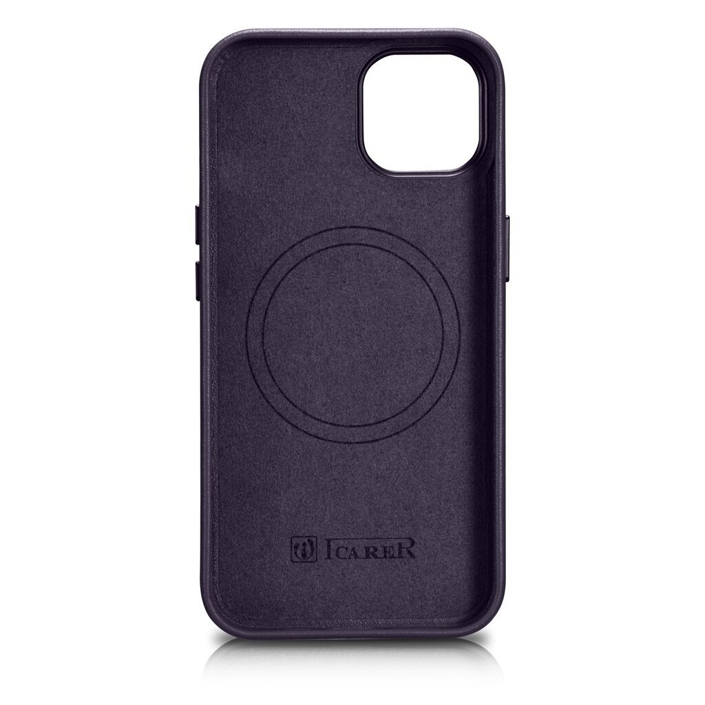 iCarer Leather iPhone 14 Plus dark purple (MagSafe compatible) hind ja info | Telefonide kaitsekaaned ja -ümbrised | hansapost.ee