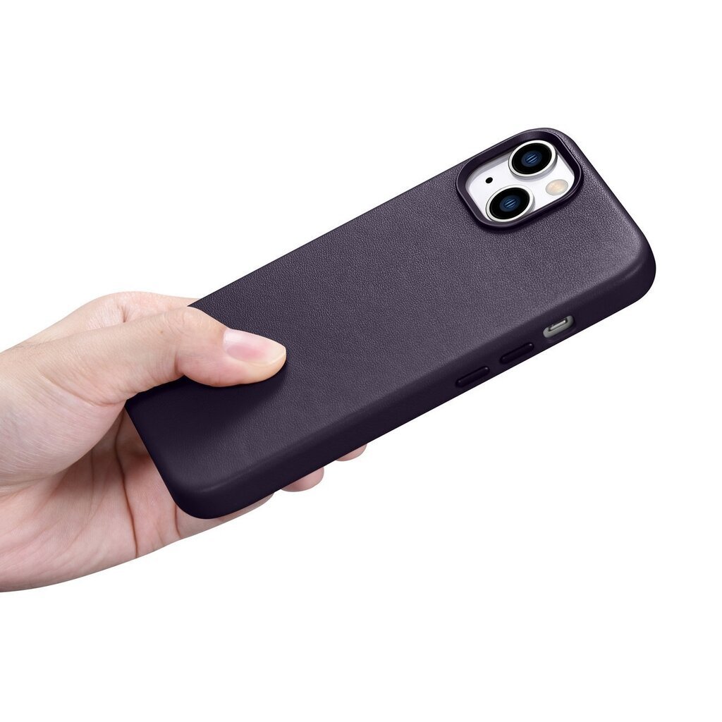 iCarer Leather iPhone 14 Plus dark purple (MagSafe compatible) hind ja info | Telefonide kaitsekaaned ja -ümbrised | hansapost.ee