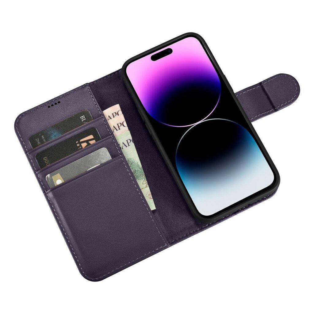 iCarer 2in1 iPhone 14 Pro FlipAnti-RFID dark purple (WMI14220726-DP) hind ja info | Telefonide kaitsekaaned ja -ümbrised | hansapost.ee