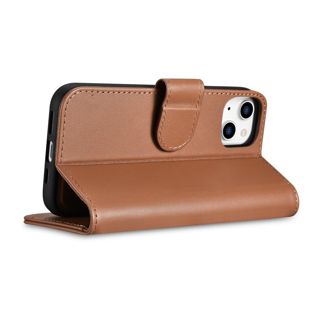 iCarer 2in1 iPhone 14 Flip Leather Anti-RFID Brown (WMI14220725-BN) hind ja info | Telefonide kaitsekaaned ja -ümbrised | hansapost.ee
