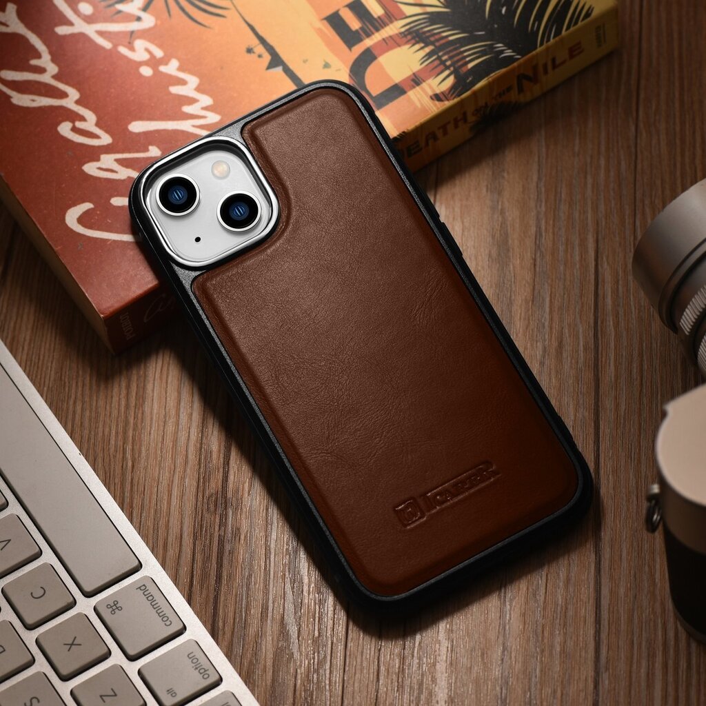 iCarer Leather iPhone 14 Plus (MagSafe compatible) brown (WMI14220719-BN) цена и информация | Telefonide kaitsekaaned ja -ümbrised | hansapost.ee