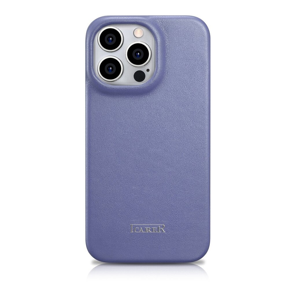 iCarer Leather iPhone 14 Pro Flip Magnetic MagSafe Light Purple (WMI14220714-LP) цена и информация | Telefonide kaitsekaaned ja -ümbrised | hansapost.ee