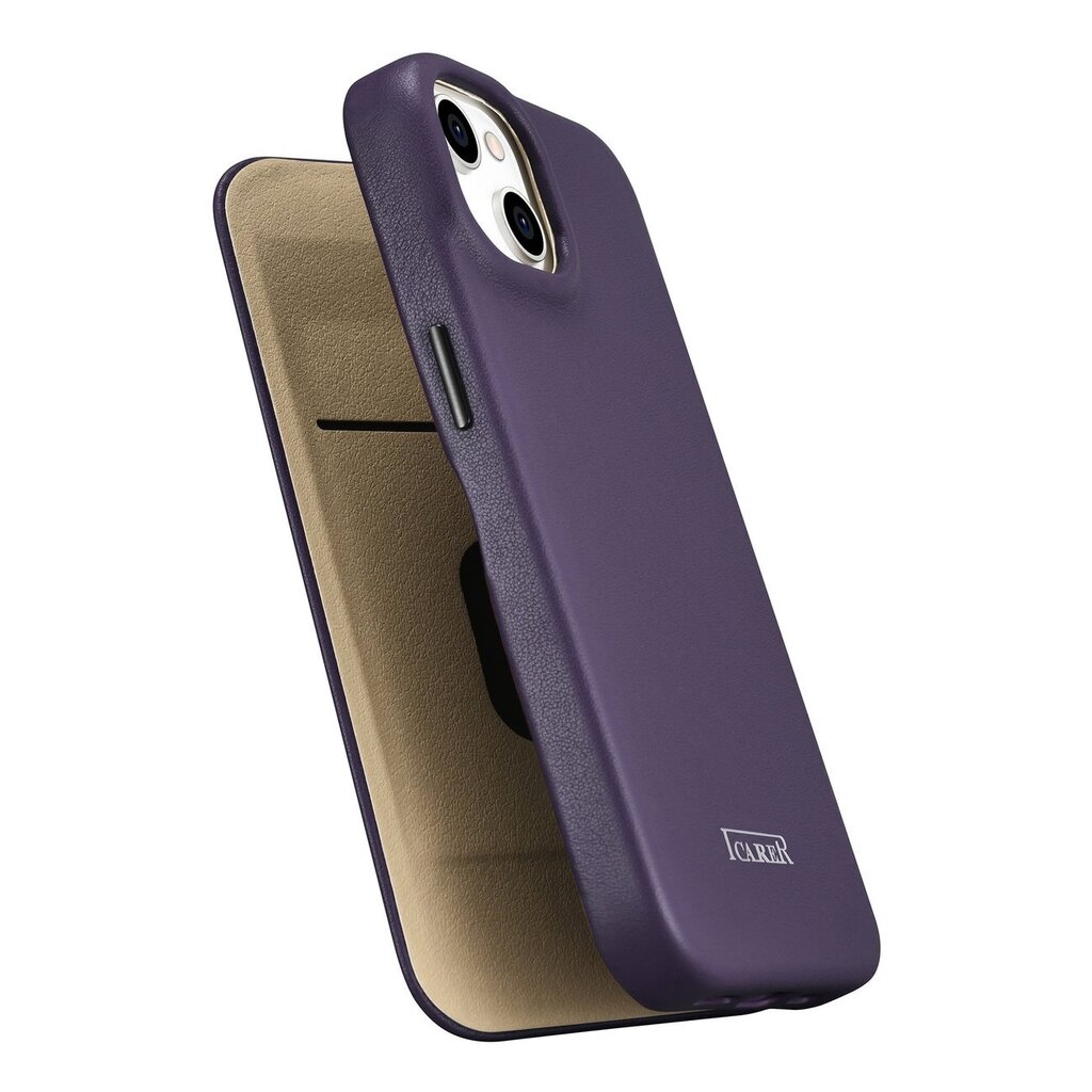 iCarer Leather iPhone 14 Flip Magnetic MagSafe Leather Dark Purple (WMI14220713-DP) hind ja info | Telefonide kaitsekaaned ja -ümbrised | hansapost.ee