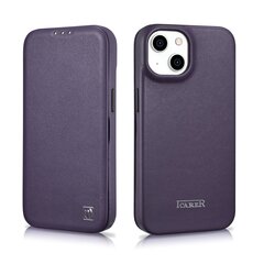 iCarer Leather iPhone 14 Flip Magnetic MagSafe Leather Dark Purple (WMI14220713-DP) цена и информация | Чехлы для телефонов | hansapost.ee