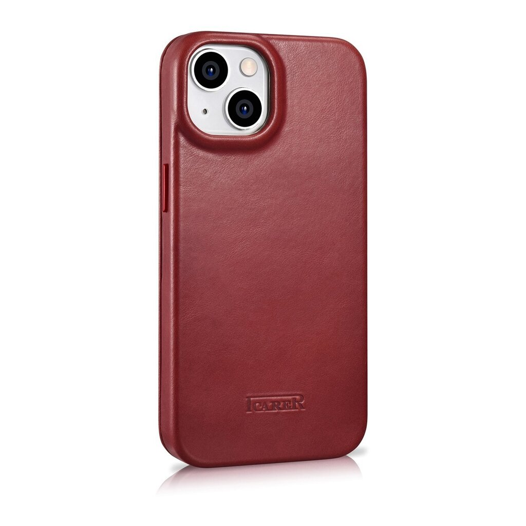 iCarer Leather iPhone 14 Plus Flip Magnetic MagSafe red (AKI14220707-RD) hind ja info | Telefonide kaitsekaaned ja -ümbrised | hansapost.ee