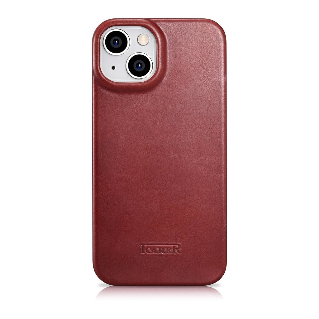 iCarer Leather iPhone 14 Plus Flip Magnetic MagSafe red (AKI14220707-RD) hind ja info | Telefonide kaitsekaaned ja -ümbrised | hansapost.ee