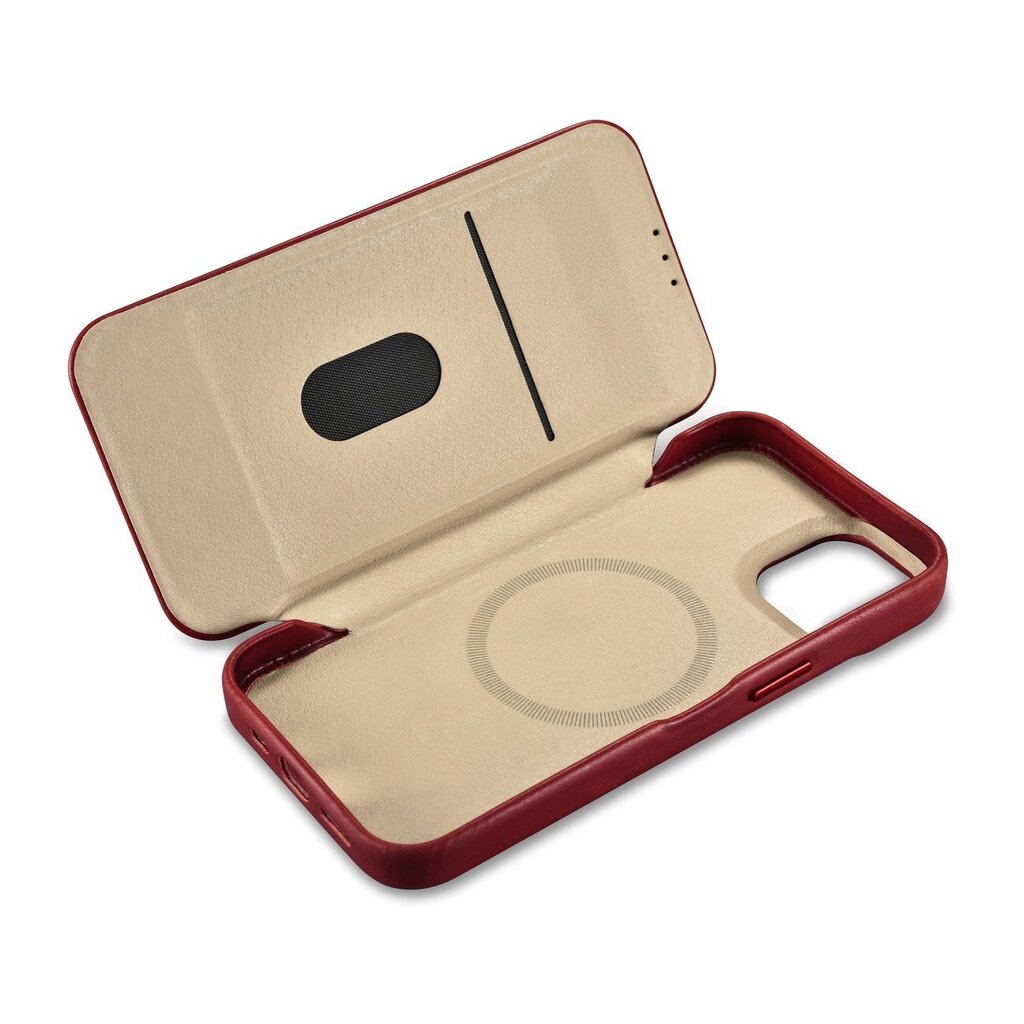 iCarer Leather iPhone 14 Plus Flip Magnetic MagSafe red (AKI14220707-RD) hind ja info | Telefonide kaitsekaaned ja -ümbrised | hansapost.ee