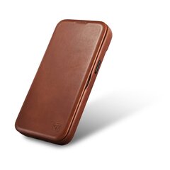 Кожаный чехол iCarer для iPhone 14 Flip с магнитным MagSafe, коричневый (AKI14220705-BN) цена и информация | Чехлы для телефонов | hansapost.ee