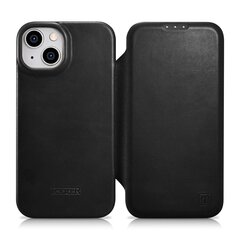 iCarer Leather iPhone 14 Flip Magnetic MagSafe Black (AKI14220705-BK) hind ja info | Telefonide kaitsekaaned ja -ümbrised | hansapost.ee