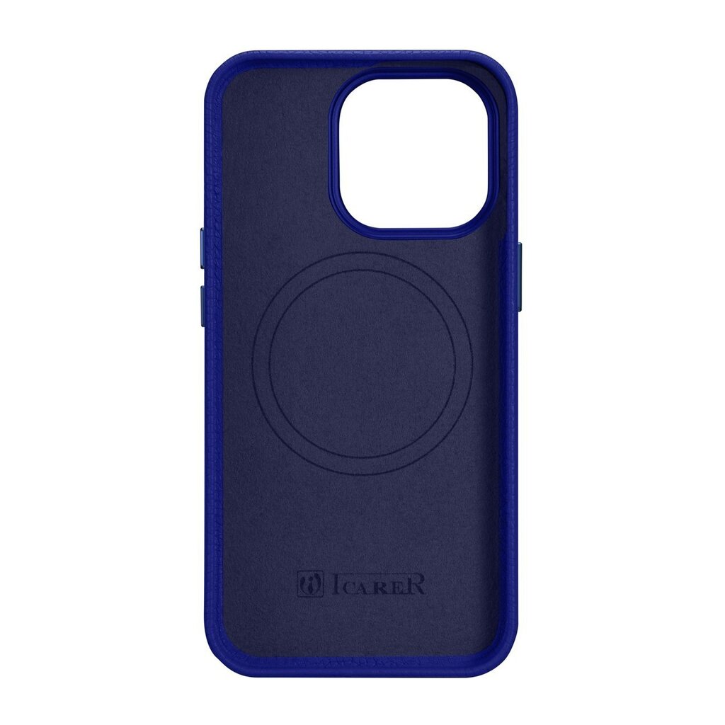 iCarer Litchi Leather iPhone 14 Pro Max Magnetic with MagSafe Dark Blue (WMI14220712-DB) hind ja info | Telefonide kaitsekaaned ja -ümbrised | hansapost.ee