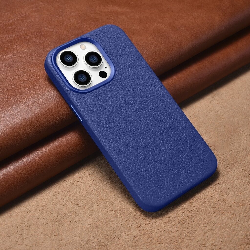 iCarer Litchi Leather iPhone 14 Pro Max Magnetic with MagSafe Dark Blue (WMI14220712-DB) hind ja info | Telefonide kaitsekaaned ja -ümbrised | hansapost.ee