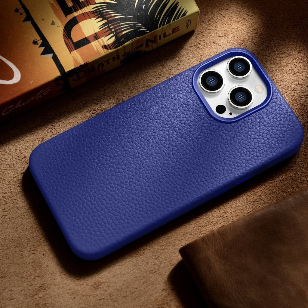 iCarer Litchi Leather iPhone 14 Pro Max Magnetic with MagSafe Dark Blue (WMI14220712-DB) hind ja info | Telefonide kaitsekaaned ja -ümbrised | hansapost.ee
