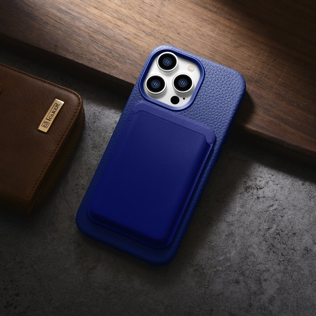 iCarer Litchi Leather iPhone 14 Pro Max Magnetic with MagSafe Dark Blue (WMI14220712-DB) hind ja info | Telefonide kaitsekaaned ja -ümbrised | hansapost.ee