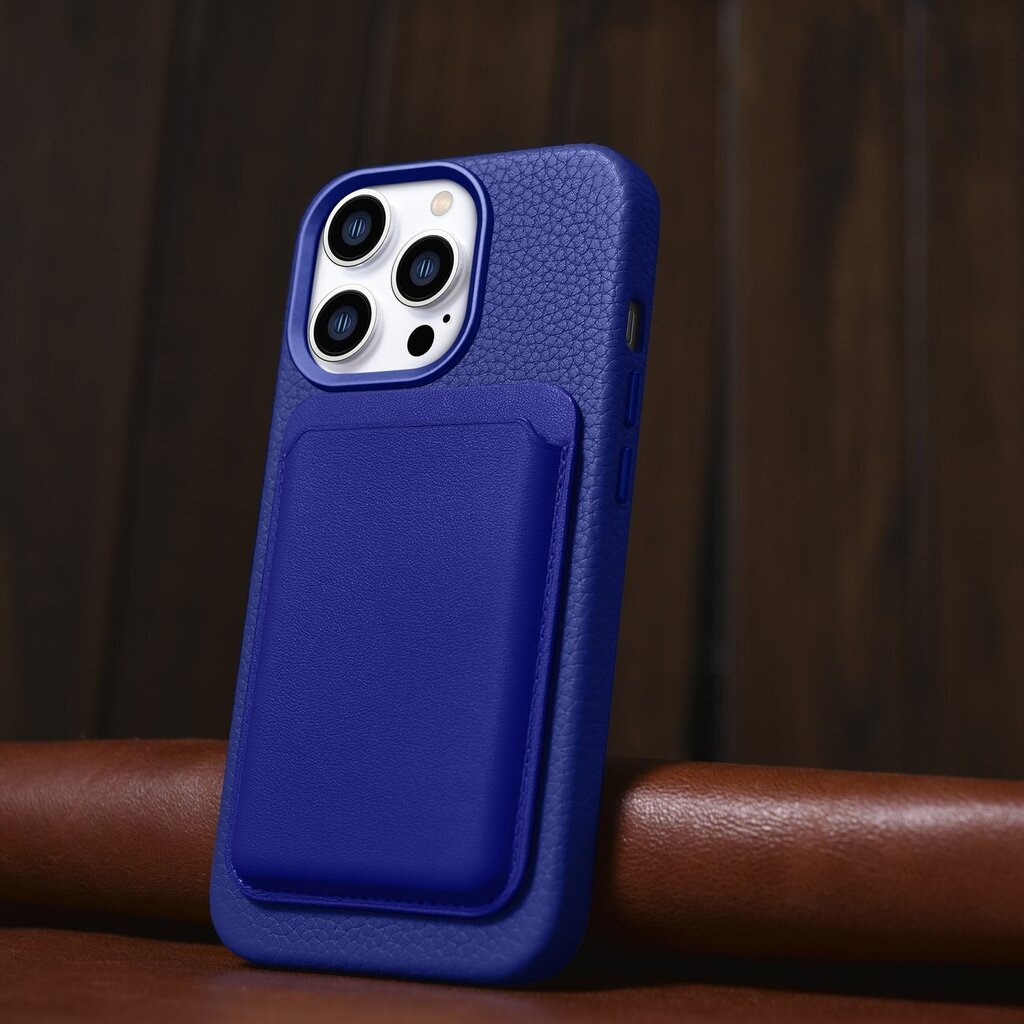 iCarer Litchi Leather iPhone 14 Pro Max Magnetic with MagSafe Dark Blue (WMI14220712-DB) цена и информация | Telefonide kaitsekaaned ja -ümbrised | hansapost.ee