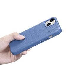 Кожаный чехол iCarer Litchi для iPhone 14 с магнитным MagSafe, светло-синий (WMI14220709-LB) цена и информация | Чехлы для телефонов | hansapost.ee