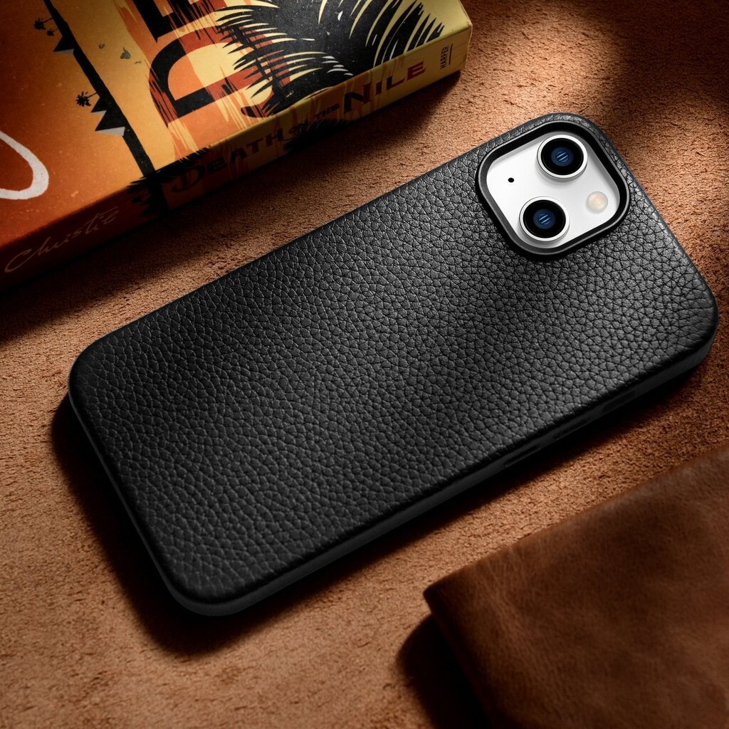 iCarer Litchi Leather iPhone 14 Magnetic MagSafe Black (WMI14220709-BK) hind ja info | Telefonide kaitsekaaned ja -ümbrised | hansapost.ee