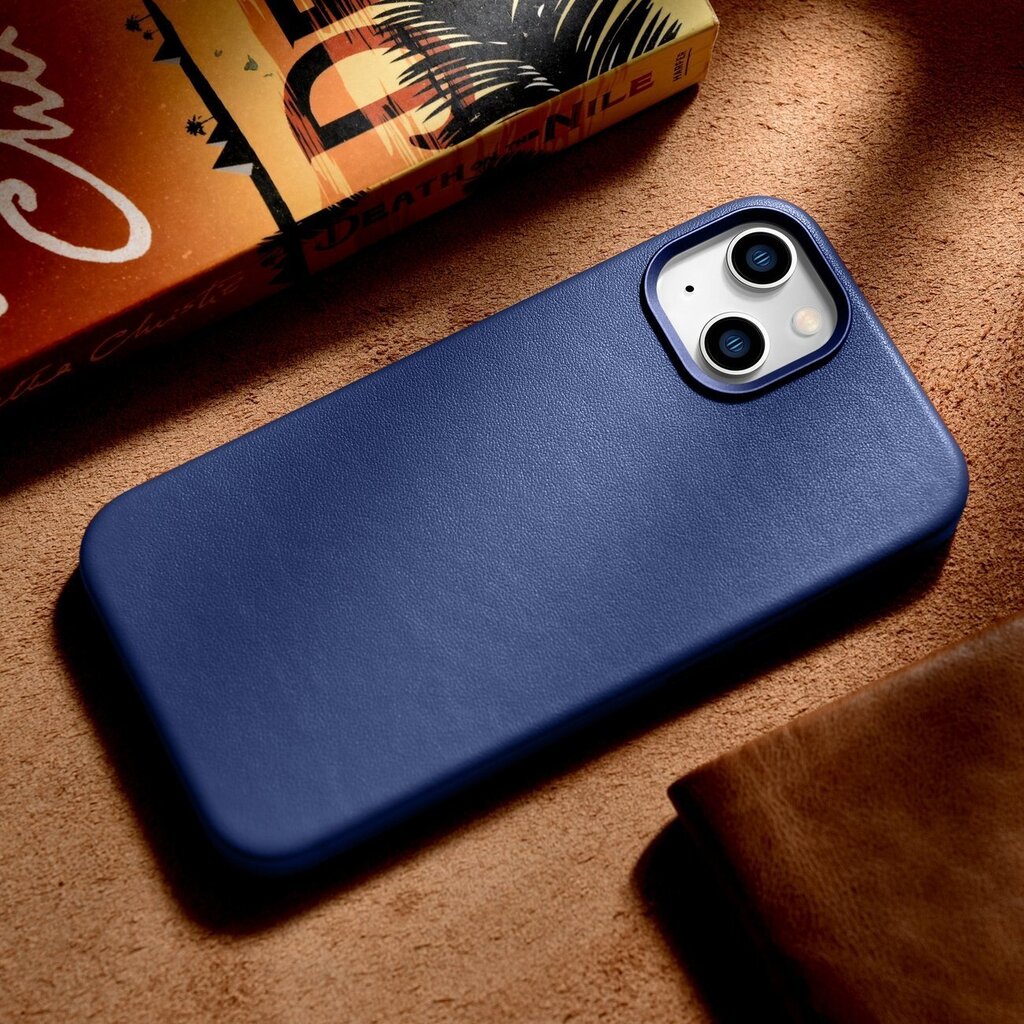 iCarer Leather iPhone 14 Blue (WMI14220705-BU) (MagSafe Compatible) цена и информация | Telefonide kaitsekaaned ja -ümbrised | hansapost.ee