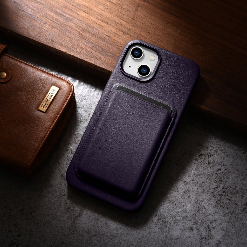 iCarer Leather iPhone 14 Dark Purple (WMI14220705-DP) (MagSafe Compatible) цена и информация | Telefonide kaitsekaaned ja -ümbrised | hansapost.ee