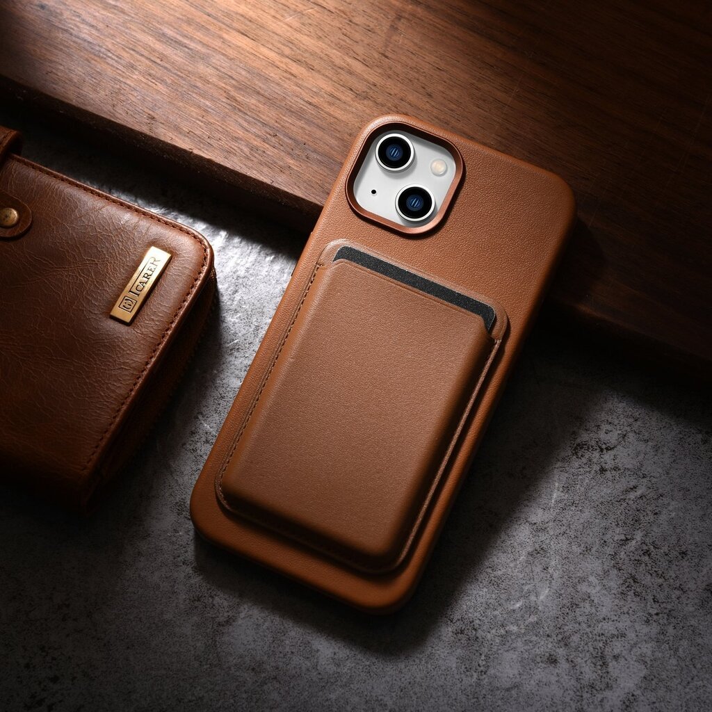 iCarer Leather iPhone 14 brown (WMI14220705-BN) (MagSafe Compatible) цена и информация | Telefonide kaitsekaaned ja -ümbrised | hansapost.ee