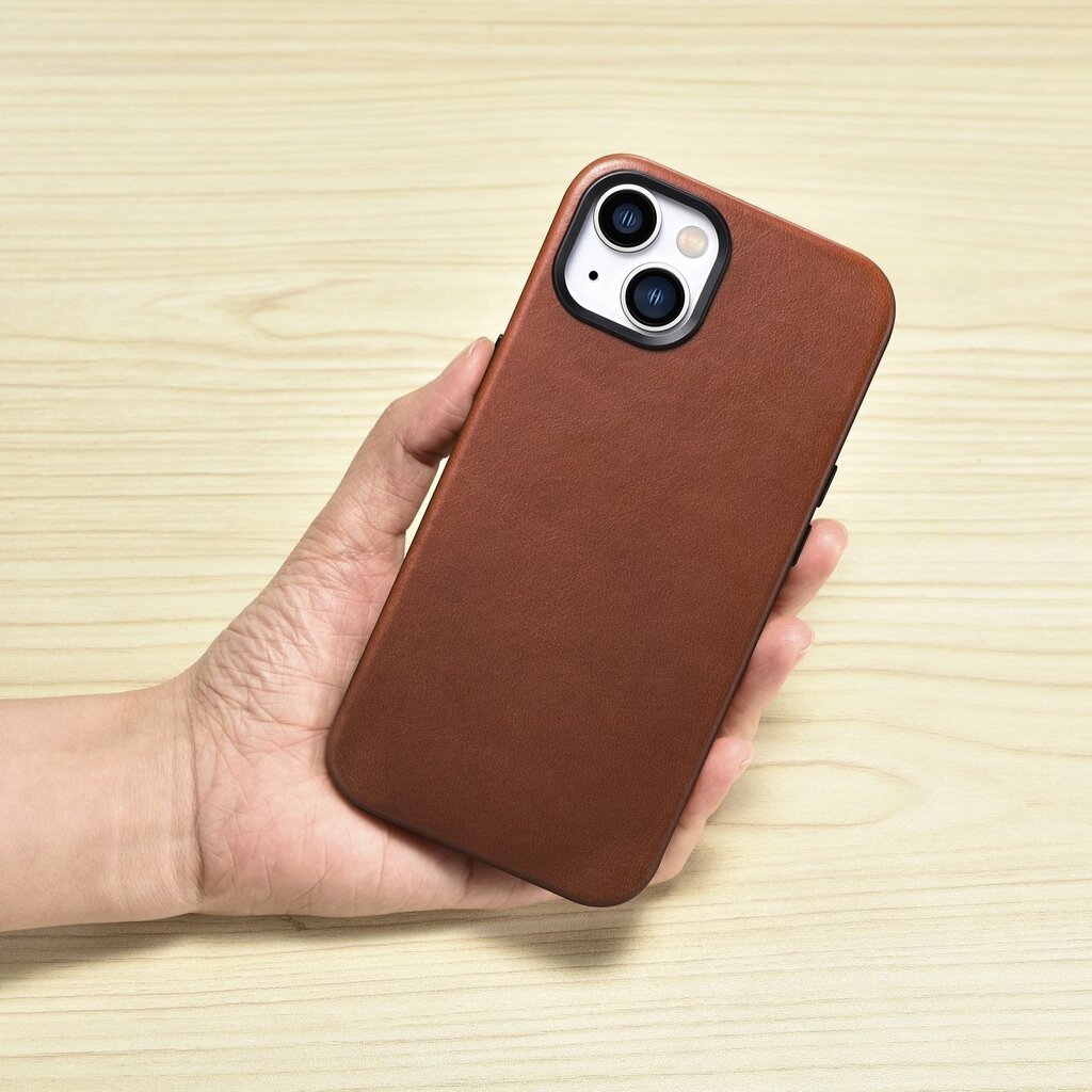 iCarer Leather iPhone 14 Magnetic Leather with MagSafe Brown (WMI14220701-RB) hind ja info | Telefonide kaitsekaaned ja -ümbrised | hansapost.ee