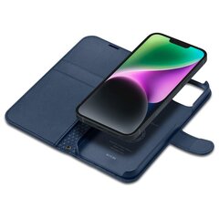 Кожаный бумажник с откидной крышкой Spigen Wallet S для iPhone 14, синий цена и информация | Чехлы для телефонов | hansapost.ee
