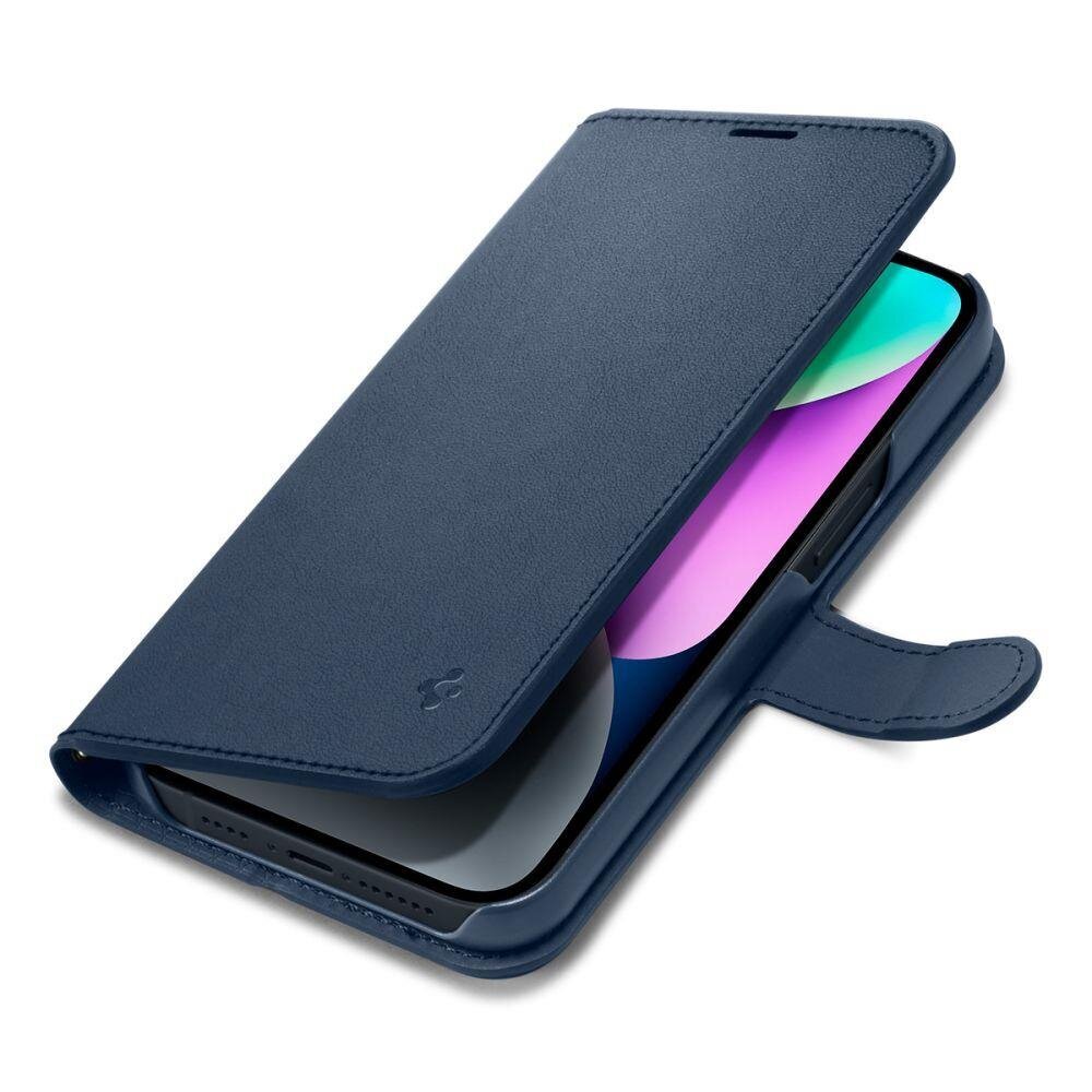 Spigen Wallet S Leather Flip Wallet for iPhone 14 Blue цена и информация | Telefonide kaitsekaaned ja -ümbrised | hansapost.ee
