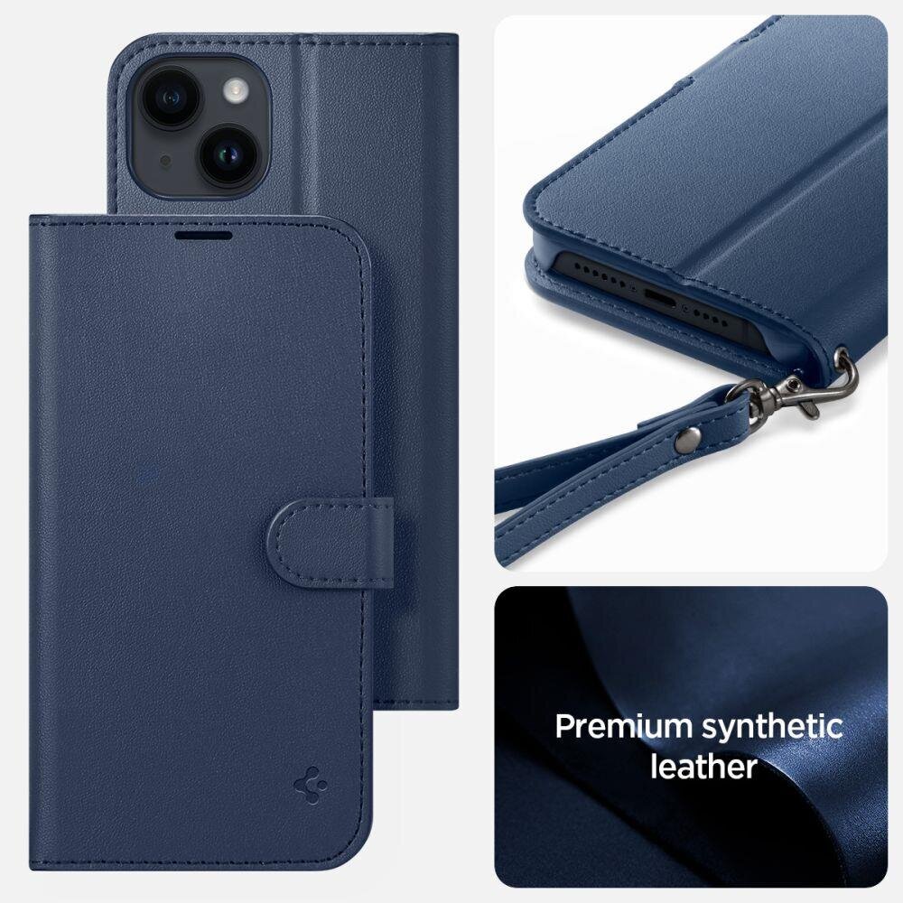 Spigen Wallet S Leather Flip Wallet for iPhone 14 Blue hind ja info | Telefonide kaitsekaaned ja -ümbrised | hansapost.ee