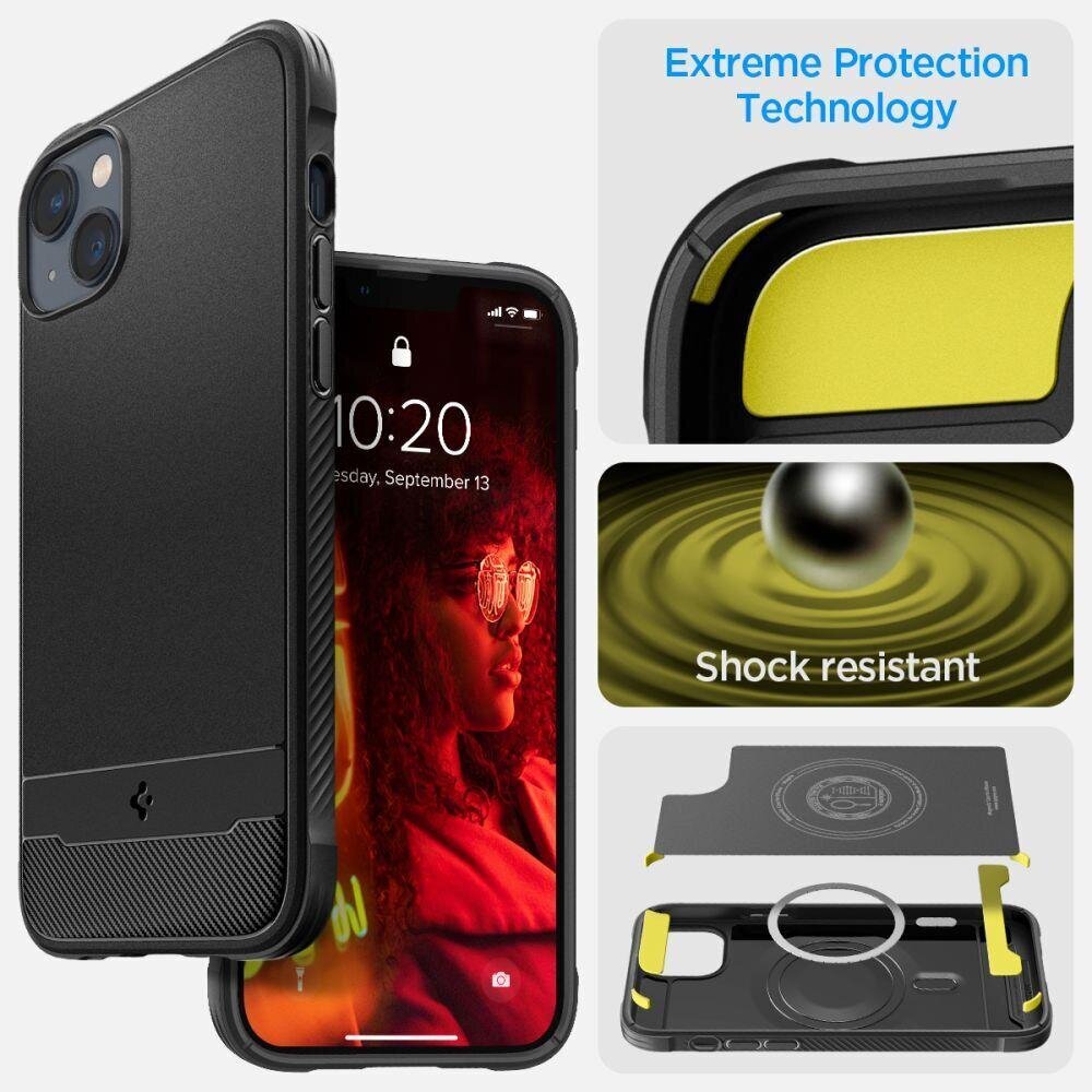 Spigen Rugged Armor iPhone 14 Black цена и информация | Telefonide kaitsekaaned ja -ümbrised | hansapost.ee