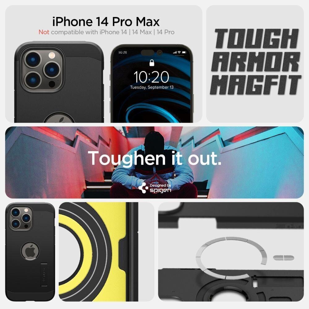 Korpus Spigen iPhone 14 Pro Maxile, must цена и информация | Telefonide kaitsekaaned ja -ümbrised | hansapost.ee