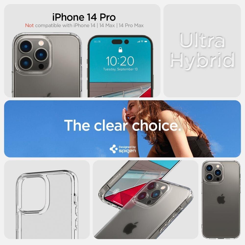 Spigen Ultra Hybrid iPhone 14 Pro FROST Clear hind ja info | Telefonide kaitsekaaned ja -ümbrised | hansapost.ee
