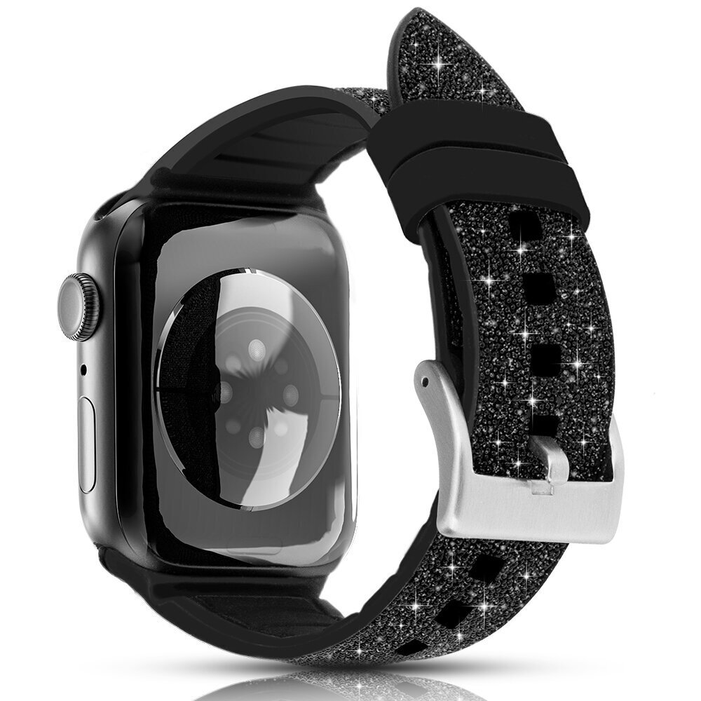 Kingxbar Crystal Fabric Band skirtas Apple Watch Bracelet 6/5/4/3/2 (44mm / 42mm), must цена и информация | Nutikellade aksessuaarid ja tarvikud | hansapost.ee