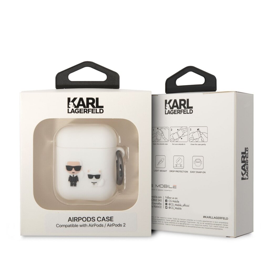 Karl Lagerfeld and Choupette Silicone Case for Airpods 1/2 White hind ja info | Kõrvaklapid | hansapost.ee