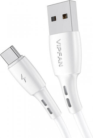 Vipfan USB to USB-C cable Racing X05, 3A, 2m (white) цена и информация | Juhtmed ja kaablid | hansapost.ee