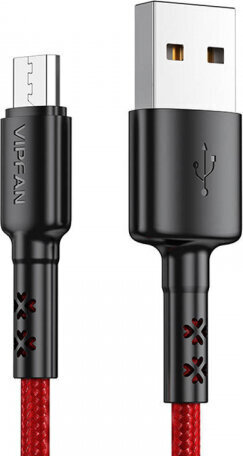 Vipfan USB to Micro USB cable X02, 3A, 1.2m (red) hind ja info | Juhtmed ja kaablid | hansapost.ee