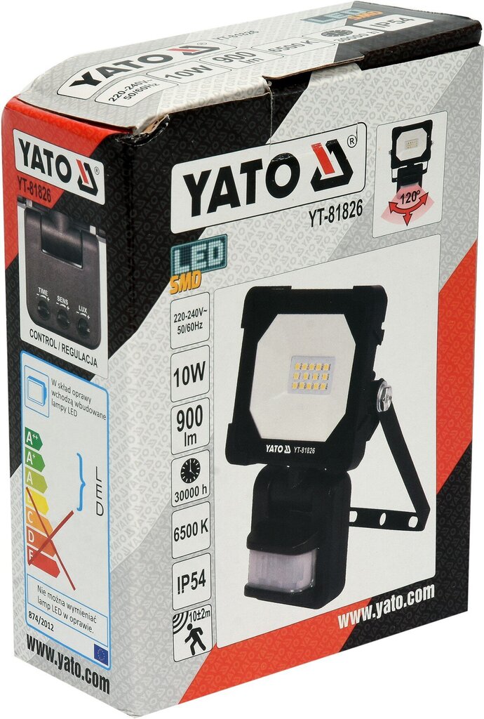 Valgusti SMD LED koos liikumisanduriga 30W 3000lm Yato (YT-81828) цена и информация | Taskulambid, pealambid ja prožektorid | hansapost.ee
