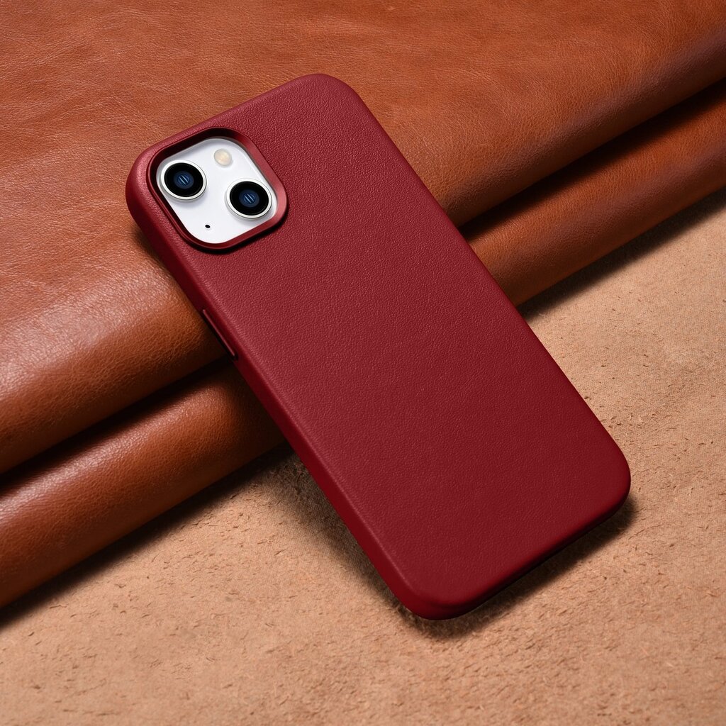 iCarer Leather iPhone 14 red (WMI14220705-RD) (MagSafe Compatible) hind ja info | Telefonide kaitsekaaned ja -ümbrised | hansapost.ee