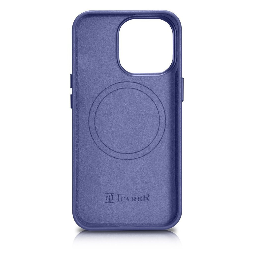 iCarer Leather iPhone 14 Pro Light Purple (WMI14220706-LP) (MagSafe Compatible) цена и информация | Telefonide kaitsekaaned ja -ümbrised | hansapost.ee