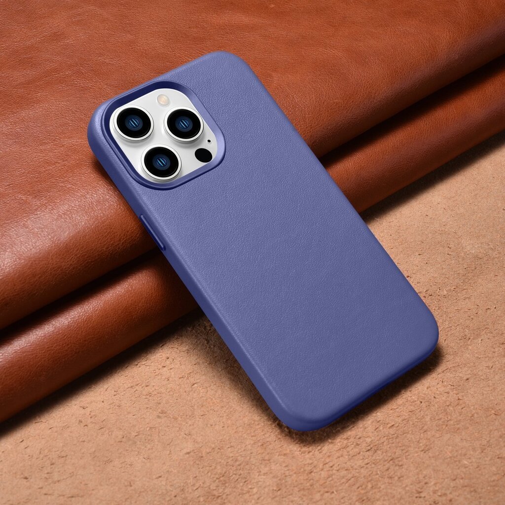 iCarer Leather iPhone 14 Pro Light Purple (WMI14220706-LP) (MagSafe Compatible) цена и информация | Telefonide kaitsekaaned ja -ümbrised | hansapost.ee