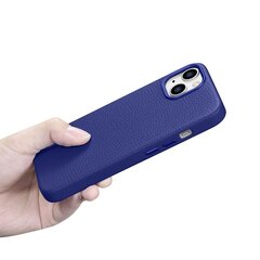 Кожаный чехол iCarer Litchi для iPhone 14 с магнитным MagSafe, темно-синий (WMI14220709-DB) цена и информация | Чехлы для телефонов | hansapost.ee