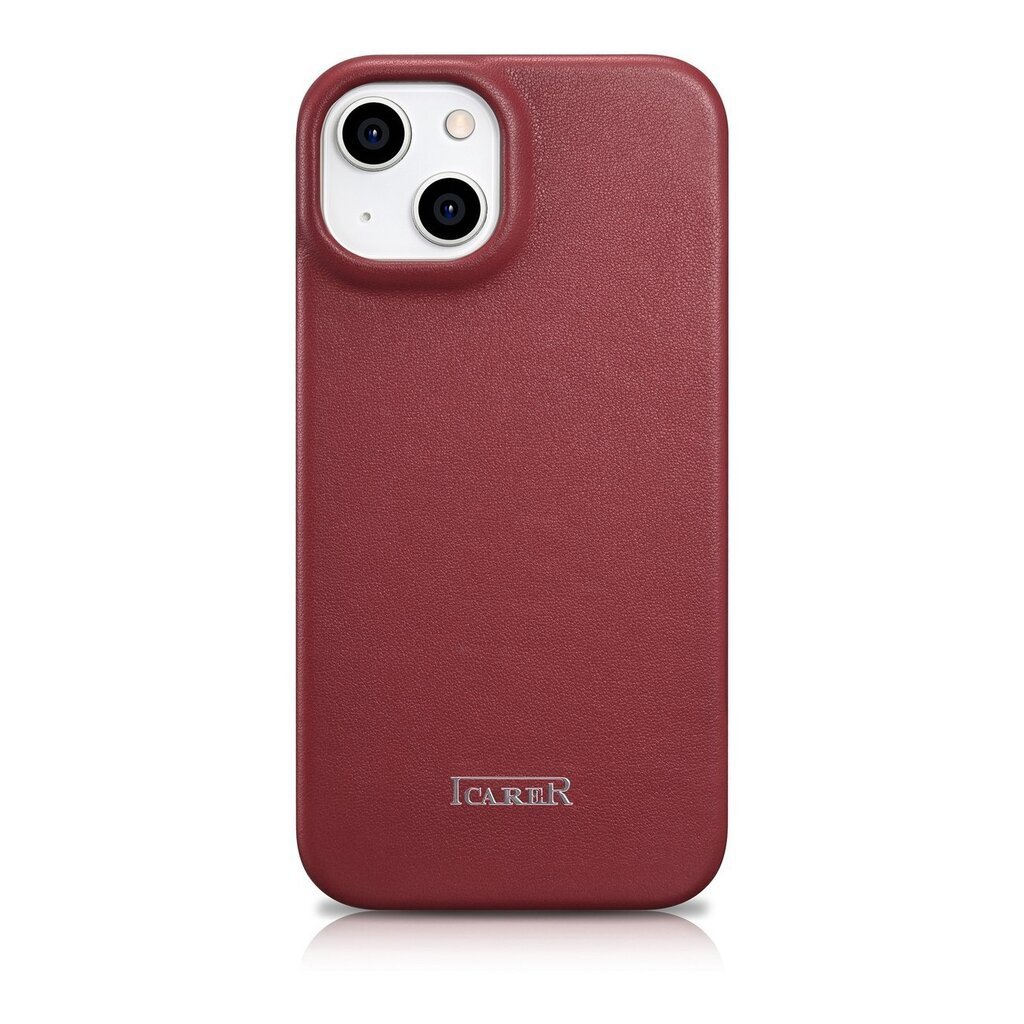 iCarer Leather iPhone 14 Flip Magnetic MagSafe Red (WMI14220713-RD) цена и информация | Telefonide kaitsekaaned ja -ümbrised | hansapost.ee