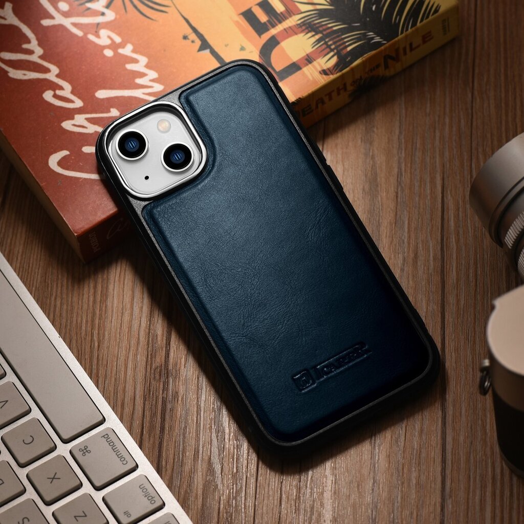 iCarer Leather iPhone 14 (MagSafe compatible) blue (WMI14220717-BU) цена и информация | Telefonide kaitsekaaned ja -ümbrised | hansapost.ee