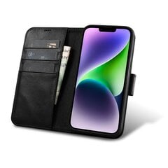 Кожаный чехол iCarer 2in1 для iPhone 14 Flip Anti-RFID, черный (WMI14220721-BK) цена и информация | Чехлы для телефонов | hansapost.ee