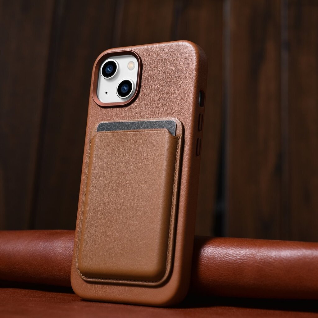 iCarer Leather iPhone 14 Plus brown (MagSafe compatible) цена и информация | Telefonide kaitsekaaned ja -ümbrised | hansapost.ee