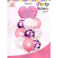 Воздушные шары с сердцем и конфетти 30-46 см, 10 шт., розовые цена и информация | Шары | hansapost.ee