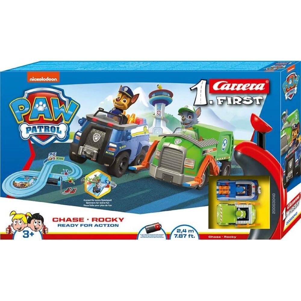 Võidusõidurada Carrera First - Paw Patrol Chase & Rocky valmis tegutsemiseks - 2,4 m. hind ja info | Mänguasjad poistele | hansapost.ee